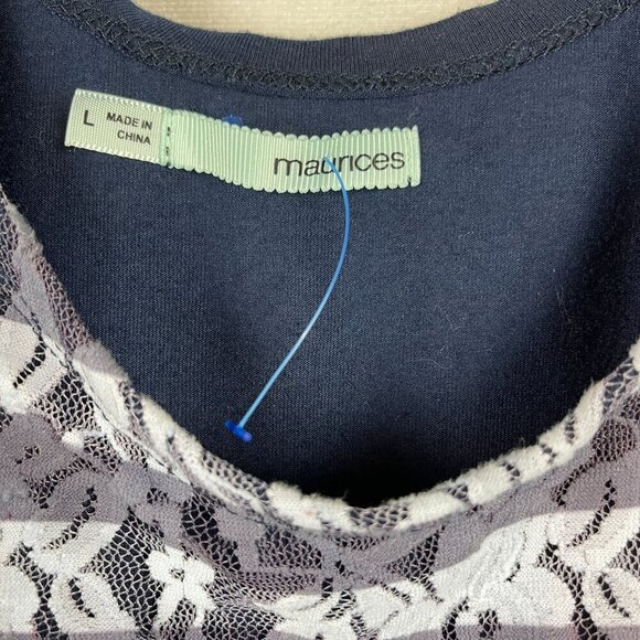 Matices Women Short Sleeve Floral Lace Pullover Top Shirt Sise L - Picture 3 of 6